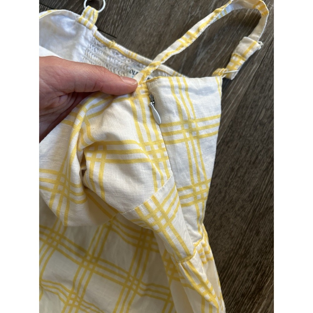Yellow Plaid Midi Dress Feminine Coquette Romantic Cottagecore Ditsy - Picture 5 of 9